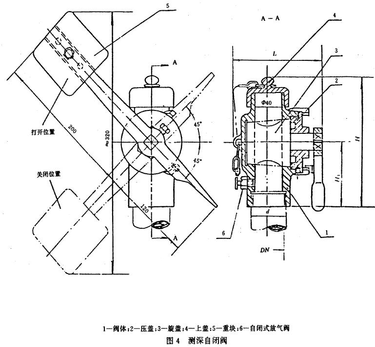 船用測深自閉閥CB/T3778-1999結(jié)構(gòu)圖與尺寸表